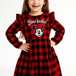 Disney Minnie Mouse Buffalo Plaid Dress in Red and Black 4T NWT